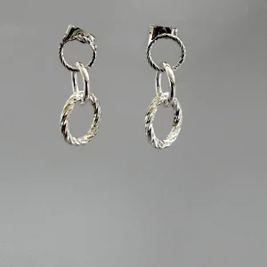 Triple circle stud dangle earrings