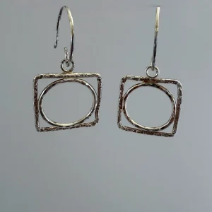 Circle squared dangle earrings