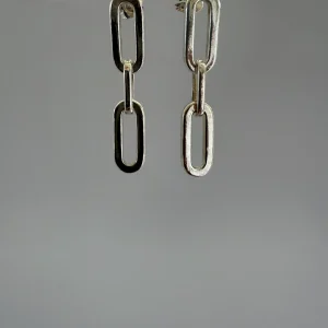 Paperclip style stud dangle earrings