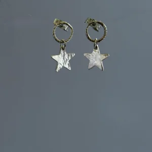 Star and circle stud dangle earrings